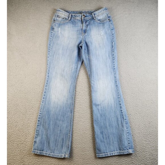 Womens Size 6 Bootcut Studded Flap Pockets Classic Y2K Avril Code Bleu Denim - Picture 1 of 9